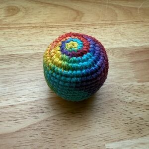 Crocheted Hacky Sack Ball - Rainbow Tie Dye